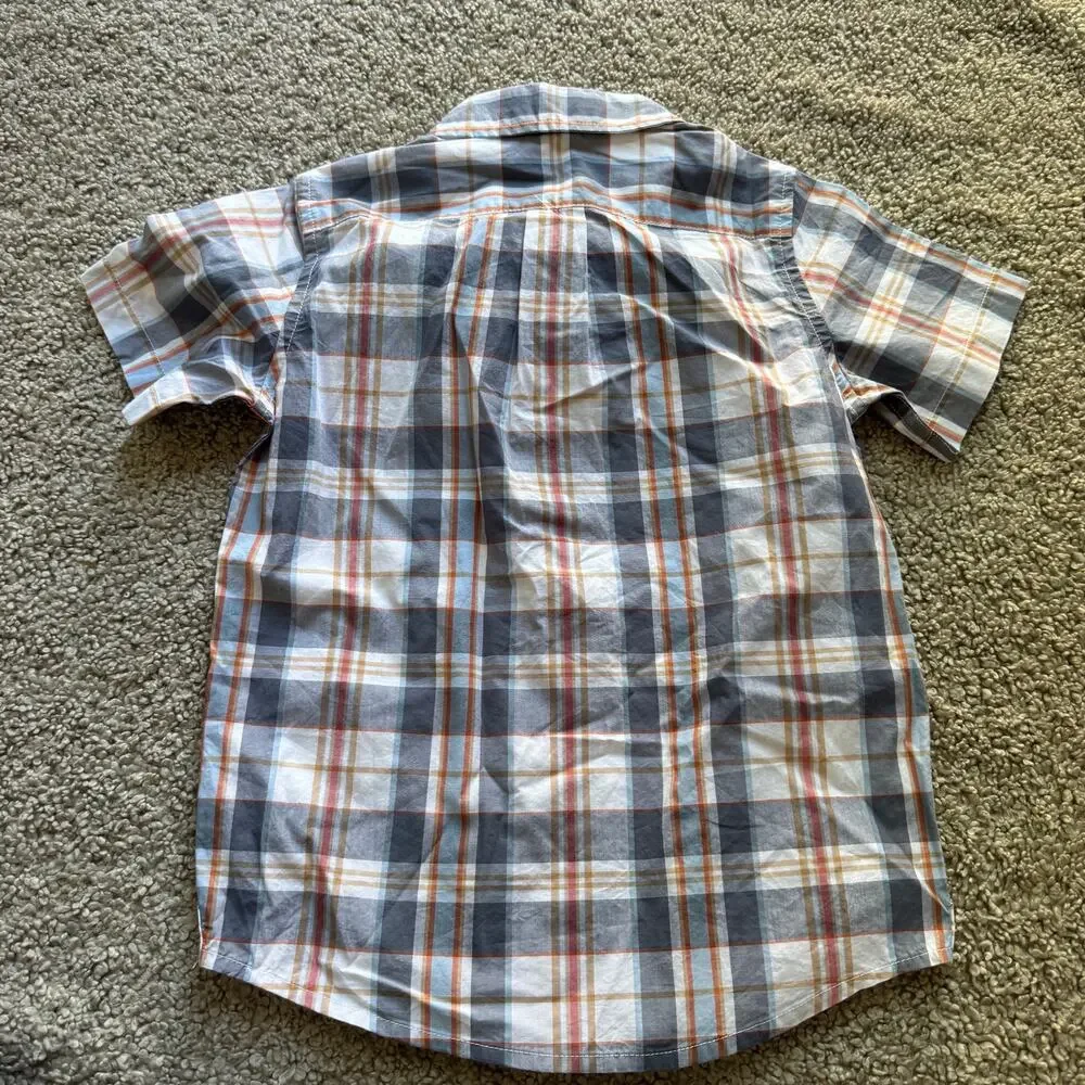 NWT Janie and Jack Toddler Boy SS Poplin Plaid Blue Top Sz 5